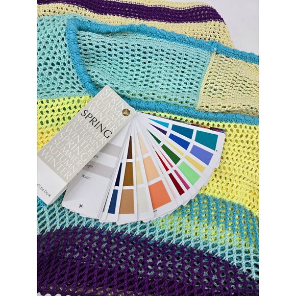 Amazon Colorblock Crochet Knit Swim Cover-Up Dress - Picture 4 of 5